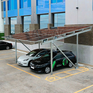 Structure de carport solaire en aluminium anodisé argenté avec une durée de vie de 25 ans pour les panneaux solaires photovoltaïques, garage de stationnement extérieur - Product Image 1
