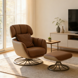 <span class=keywords><strong>Sillón</strong></span> Reclinable <span class=keywords><strong>Giratorio</strong></span> de Cuero de Diseño, con Respaldo Alto Inclinable, para Lectura <span class=keywords><strong>y</strong></span> Descanso, Tapizado, Cómodo, para Salón, Conjunto de Muebles - Product Image 5