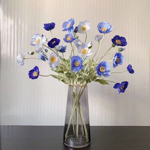 Fiori di Papavero Artificiali in Seta con Stelo Felpato Pieghevole Rosso Arancione Bianco per Decorazioni Matrimoniali e Domestiche di Alta Qualità - Product Image 3