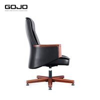 Chaise de bureau à dossier haut en cuir de haute qualité Accoudoir et base en bois massif Design moderne avec fonction extensible