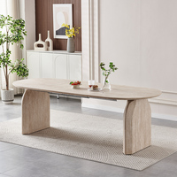 Table de salle à manger de luxe moderne en bois ovale extensible pour 6 à 8 personnes avec 4 chaises