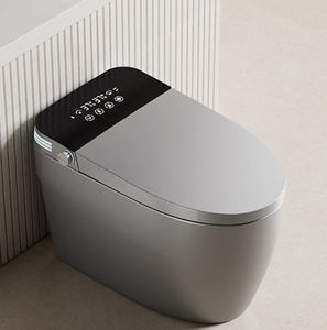 Toilette intelligente automatique moderne avec télécommande, siège chauffant, chasse d'eau à jet siphonique, en céramique, à poser au sol, rose - Product Image 1