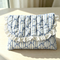 Sac de maquillage matelassé à volants personnalisé, écologique, vente chaude, en gros, portable, pour l'extérieur, pour filles