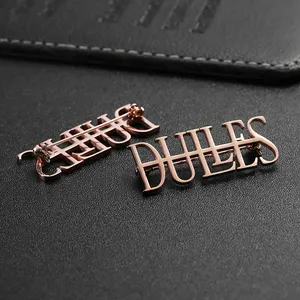 Customized Personal Logo Commercial Metal Printing Hollowed Out Carving Shiny Electroplated Brooch Lapel Pin
