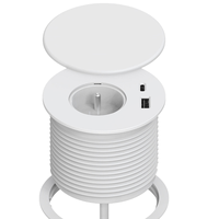 Mini prise de courant ronde en ABS avec 1 prise standard américaine et 2 ports USB, câble de 3 m, pour bureau, bureau d'ordinateur, meuble