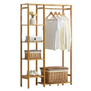 <span class=keywords><strong>Appendiabiti</strong></span> in bambù all'ingrosso con 4 ripiani portaoggetti per organizzare i vestiti, <span class=keywords><strong>appendiabiti</strong></span> moderno in bambù, organizer per armadio - Product Image 1