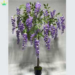 Arbre artificiel de glycine en plastique avec pot noir pour la décoration de la maison, du jardin, de la véranda, des mariages et des fêtes - Product Image 4