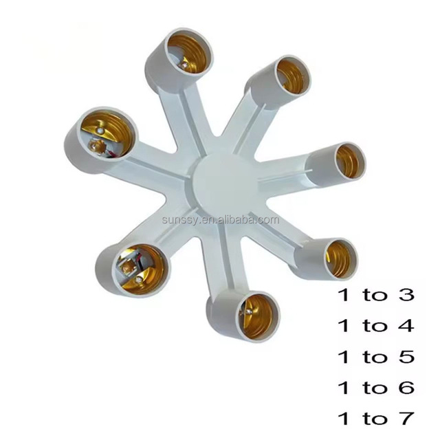 E26 E27 7 6 5 4 3 in 1 LED Light Bulbs Socket Adapter Splitter, Standard Lamp Holder Base Converter for Home Commercial Lighting