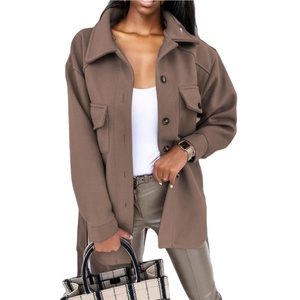 Abrigos de Moda para Mujer, Talla Grande, Color Sólido, Elásticos, con Bolsillos, para Otoño - Product Image 1