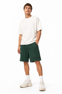 Wholesale <strong>Men</strong> Heavy Twill Casual <strong>Shorts</strong> Elastic Drawstring Waist Straight Fit <strong>Knee</strong> <strong>Length</strong> Khaki Streetwear Work <strong>Shorts</strong> OEM Logo - Product Image 2