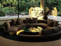 Ensemble de meubles de boîte de nuit de luxe moderne, sièges modulaires circulaires extra larges avec tables à éclairage LED personnalisé