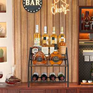 Étagère à vin en fer forgé à trois niveaux avec étagère de rangement pour sirop, <span class=keywords><strong>porte</strong></span>-bouteilles compact pour le salon - Product Image 5