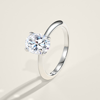 Hete Aanbieding Mode Ovaal Geslepen Minimalistische VVS1 D Kleur Moissanite Trouwring GRA Gecertificeerde Zilveren Moissanite Ring Sieraden Ring