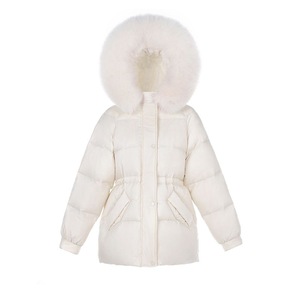Veste d'hiver en coton rembourrée avec col en fourrure pour femmes, veste ample en coton rembourré à la taille - Product Image 6