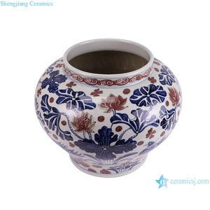 RZKR64 <span class=keywords><strong>canard</strong></span> mandarin en porcelaine <span class=keywords><strong>bleu</strong></span> et blanc Antique sous-émaillé lotus rouge jouant avec Pot de fleur en céramique d'eau - Product Image 3