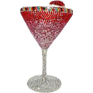 Bolso de mano con diamantes de imitación de fresa para mujer, elegante bolso de noche con cristales brillantes para fiestas y salidas nocturnas - Product Image 1