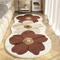 Tapis moderne en cachemire 3D floral et frais, tapis en polyester 10mm pour la maison, la table basse, la chambre, le chevet, la baie vitrée