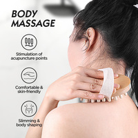 Masajeador de madera, cepillo corporal, reducción de celulitis de mano, portátil, alivia los músculos tensos, herramienta de masaje de cuero cabelludo de cabeza de madera Natural