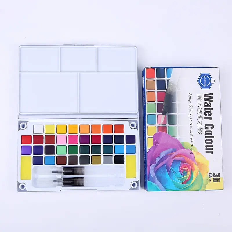 Transparent 12/18/24/36 Color student drawing art supplies solid watercolor paint set