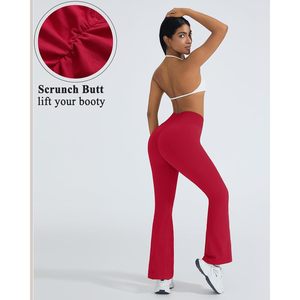 FOXA Fleece <b>Lined</b> Flare Leggings High Waisted Scrunch Butt Yoga <b>Pants</b> Women's Spandex Polyester - Product Image 4