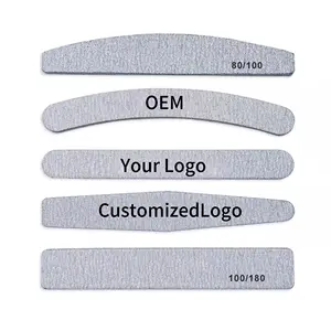 Wholesale OEM Custom Printing Logo 100/180 Personalized Professional Washable Half Moon Grit Zebra Nail File