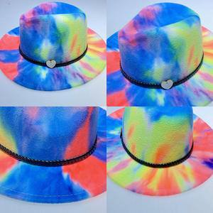 หมวกฟีดอร่าสีขาว,หมวกสักหลาดขนแกะอินเดียน่าโจนส์บุรุษ HT-654ผูกย้อมหมวกฮิปฮอปหนังนิ่ม - Product Image 2