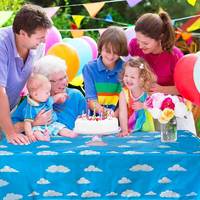 Nappe jetable en plastique PE rectangulaire motif ciel bleu et nuages blancs pour décorations de fête d'anniversaire d'enfants et de baby shower