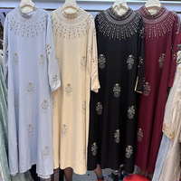 Robe longue de soirée Kaftan perlée et pailletée, coupe ample, pour l'Aïd, vêtement islamique moderne, Abaya de luxe plissée