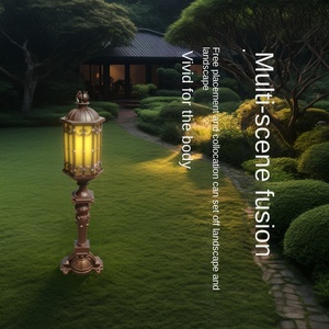 Lampe de jardin extérieure en bronze antique, lampadaire LED pour allée, éclairage paysager, résistant à l'eau IP65, AC 85-265V, détecteur de mouvement - Product Image 5