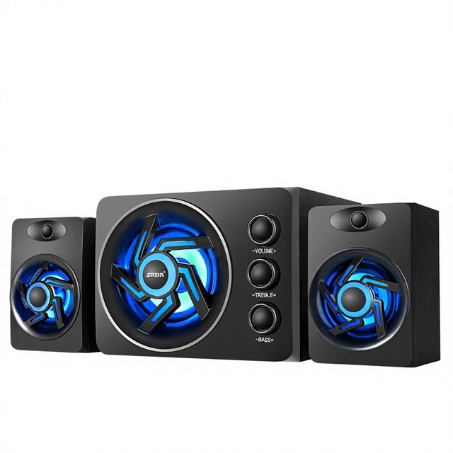 Cross-border Wired for 2.1 Channel Heavy Bass Stereo 3-Piece Wooden Computer Game Speakers Subwoofer for Desktop-USB Powered