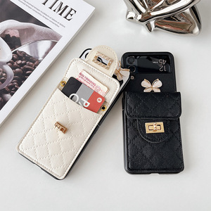 Papillon serrure boucle portefeuille oblique bandoulière pliant lumière luxe téléphone étui pour <span class=keywords><strong>Samsung</strong></span> zflip6 <span class=keywords><strong>zfold4</strong></span> w24 Findn3Flip - Product Image 5