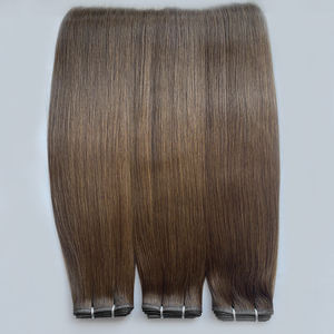 Extension Cinesi Vergini a Trama Piatta, Aspetto <span class=keywords><strong>Naturale</strong></span>, Lunga Durata, Volume Duraturo, Doppio Filamento, Colore Marrone Bellissimo, 14-24 Pollici - Product Image 1