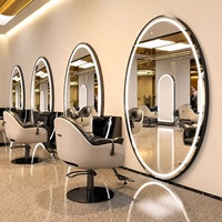 Miroir de coiffeur mural ovale rond lumineux à écran tactile intelligent moderne CF pour salle de bain