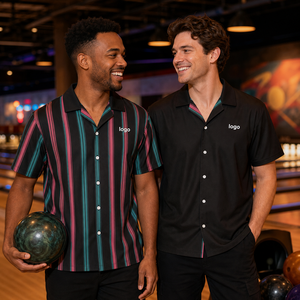 Custom Reversible Bowling <b>Shirt</b> <b>Double</b> Sided <b>Two</b> Ways Wear Street Style Oversized Custom Logo Embroidered OEM Wholesale Factory - Product Image 3