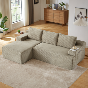 L-Shaped Sectional <b>Sofa</b> Set with Deep Seat Modular Sleeper No Assembly Required Upholstered Washable for Living Room <b>Hotel</b> Villa - Product Image 3