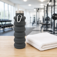 Bouteille d'eau pliable en silicone écologique avec mousqueton 500 ml – Gourde portable à boire directement pour l'escalade en extérieur