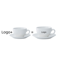 MSH Offre Spéciale Tasse et Soucoupe en Céramique Nuages Blancs 300ml pour Couple