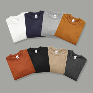 Wholesale 180g Heavy Weight 100% Cotton Oversized Men's Long Sleeve <b>Hip</b> Hop Knitted Blank Custom Logo Dyed T-shirts - Product Image 2