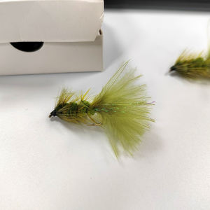 Pesca con mosca moscas húmedas Wooly Bugger Olive #10 Hook Nivel comercial Moscas de pesca hechas a mano con materiales de atado profesional - Product Image 5