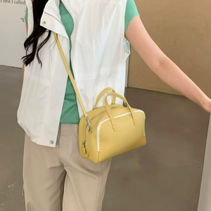 Nouveaux sacs à main pour femmes en cuir de vachette pleine fleur, sacs Boston, sacs décontractés à la mode, sacs pour femmes en cuir véritable tissé à la main - Product Image 5