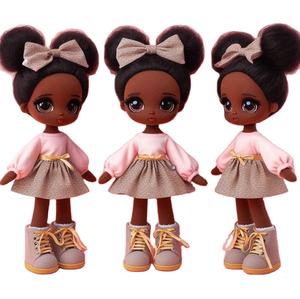 맞춤형 흑인 소녀 인형 봉제 완구 아프리카 소녀 봉제 아기 인형 플러시 디자인 OEM ODM - Product Image 1