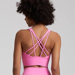 Logo personalizzato Fitness & Yoga Wear Runnings <span class=keywords><strong>donna</strong></span> Gym <span class=keywords><strong>top</strong></span> Cross Back allenamento sport reggiseno morbido tessuto all'ingrosso abbigliamento sportivo - Product Image 5