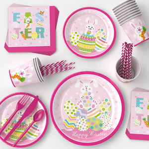 Juego de Platos de Papel con Diseño de Conejo para Fiesta Temática de Pascua DAMAI, Vajilla Desechable, Decoraciones para Fiesta de Pascua con Pancarta de Conejo - Product Image 4