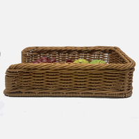 Panier de rangement pour fruits et légumes en rotin plastique durable de haute qualité OEM, panier de présentation pour supermarché