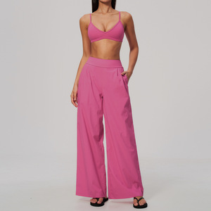 Ensemble de yoga sexy pour femmes JY, haut de yoga à bretelles spaghetti et pantalon large taille haute, tenue décontractée d'été, ensemble 2 pièces - Product Image 2