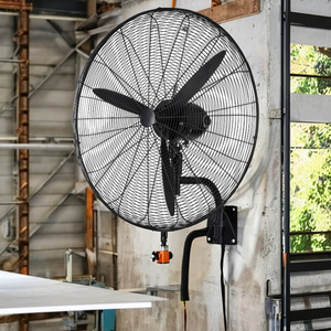 Ventilateur mural industriel noir de 26 pouces avec grille de sécurité, trois pales en aluminium, commande mécanique, puissant pour usage extérieur intensif - Product Image 3