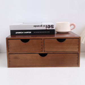 Wooden Desktop Storage <b>Box</b> With Drawers For Jewelry And <b>Small</b> Items Rectangle Standing Type Multi Layer Organizer - Product Image 1