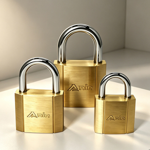 Cadenas carré en laiton robuste avec clés, corps en laiton massif, serrure de sécurité pour porte, portail, armoire - Product Image 1