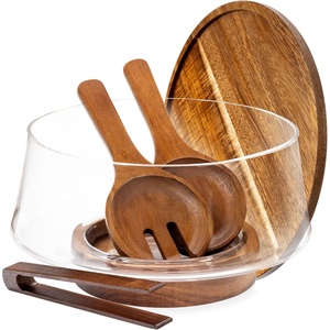 Set di Ciotole Grandi in <span class=keywords><strong>Vetro</strong></span> con Coperchio per Insalata, Tagliere per Formaggi e Salumi |   Fabbrica Homex_BSCI - Product Image 1