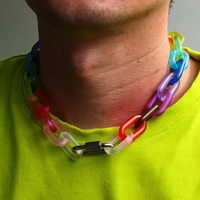 Acrylique Chaîne Gradient Laser En Acier Inoxydable Connexion Transparent Cubain Lien collier Pour Femmes Hommes